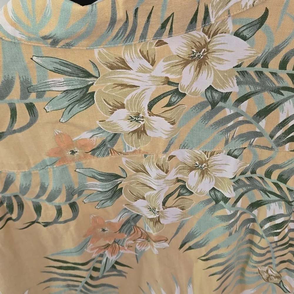 Joe Marlin Tropical Leaf Print Button-Up Shirt - Picture 8 of 9